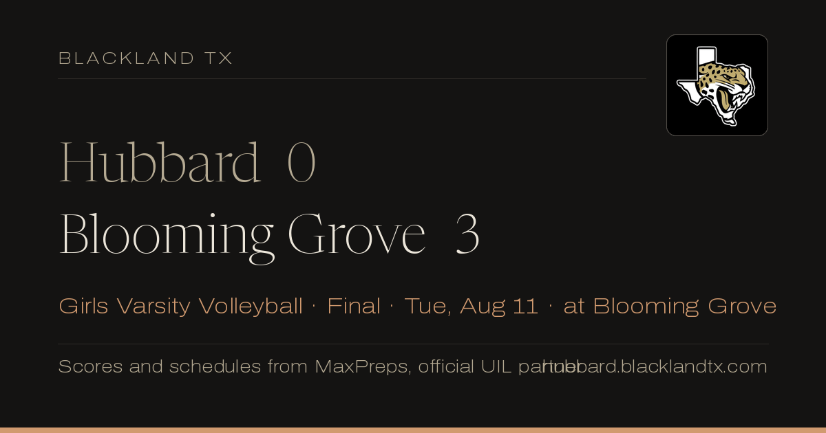 Hubbard 0, Blooming Grove 3