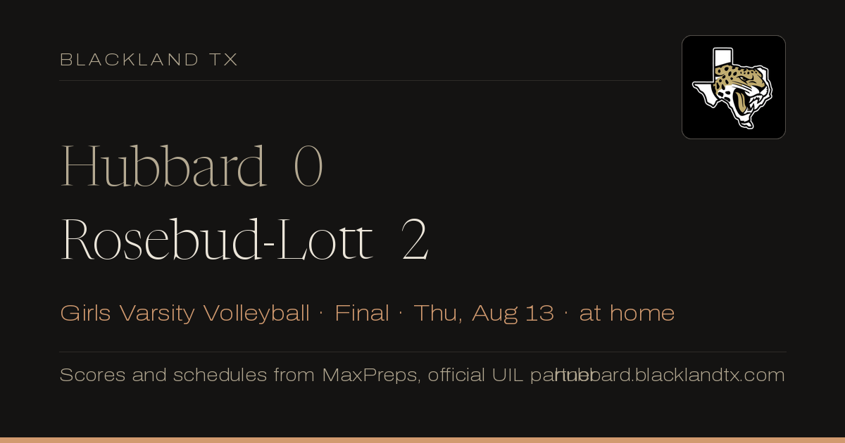 Hubbard 0, Rosebud-Lott 2