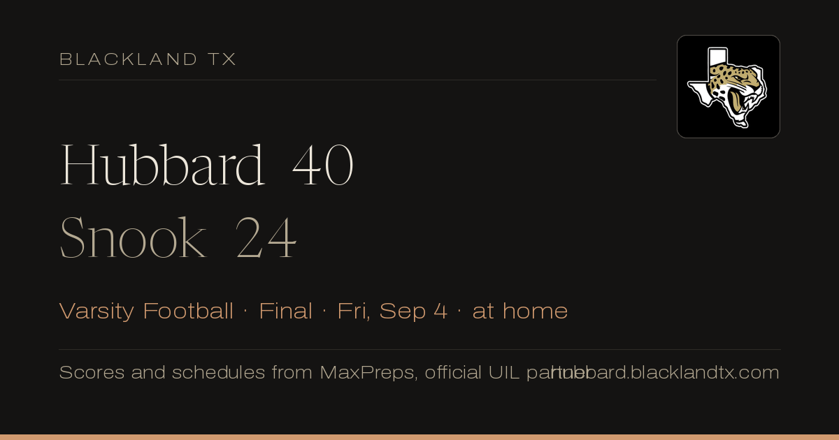 Hubbard 40, Snook 24