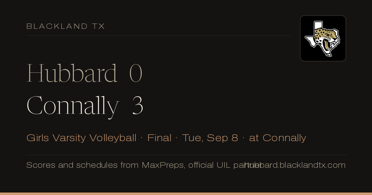 Hubbard 0, Connally 3
