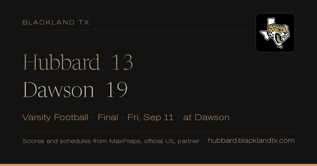 Hubbard 13, Dawson 19